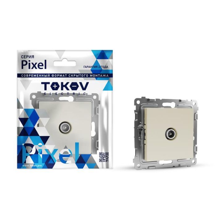 Изображение Розетка TV оконечная СП Pixel 1DB механизм беж. TOKOV ELECTRIC TKE-PX-A1O-C02