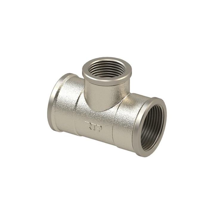 Изображение Тройник переходной латунь внутр./внутр./внутр. резьба 1х1/2х1дюйм никель (инд. упак.) RTP 34922