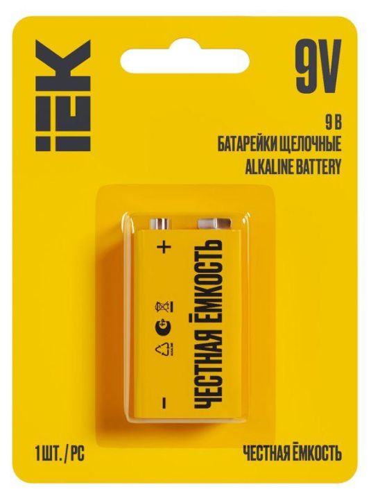 Изображение Элемент питания алкалиновый "крона" 6LR61 9В Alkaline (блист.1шт) IEK ABT-6LR619V-OP-L01
