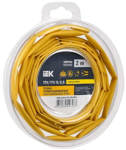 Изображение Трубка термоусадочная ТТУ нг-LS 5/2.5 желт. (уп.2м) IEK UDR12-005-D25-002-K05-T