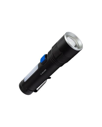 Изображение Фонарь аккумуляторный ручной 10Вт LED+2Вт COB LED zoom-линза Li-ion 18650 1800мА.ч корпус анодир. алюм. USB-шнур type C зажим для крепления КОСМОС KOC133Lit