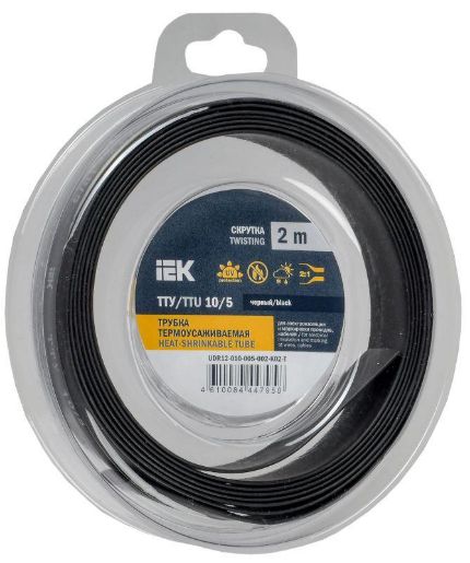 Изображение Трубка термоусадочная ТТУ нг-LS 10/5 черн. (уп.2м) IEK UDR12-010-005-002-K02-T