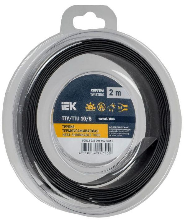 Изображение Трубка термоусадочная ТТУ нг-LS 10/5 черн. (уп.2м) IEK UDR12-010-005-002-K02-T