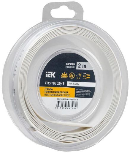 Изображение Трубка термоусадочная ТТУ нг-LS 10/5 бел. (уп.2м) IEK UDR12-010-005-002-K01-T