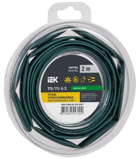 Изображение Трубка термоусадочная ТТУ нг-LS 4/2 зел. (уп.2м) IEK UDR12-004-002-002-K06-T