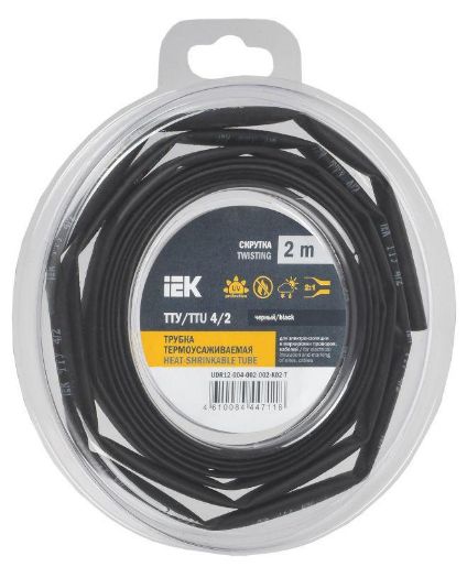Изображение Трубка термоусадочная ТТУ нг-LS 4/2 черн. (уп.2м) IEK UDR12-004-002-002-K02-T