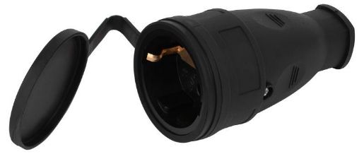 Изображение Розетка RX10-B-IP44 16А IP44 прямая с заземл. каучук черн. ЭРА Б0055418