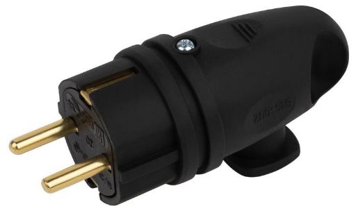 Изображение Вилка VX11-B-IP44 16А IP44 с кольцом угловая с заземл. каучук черн. ЭРА Б0055416