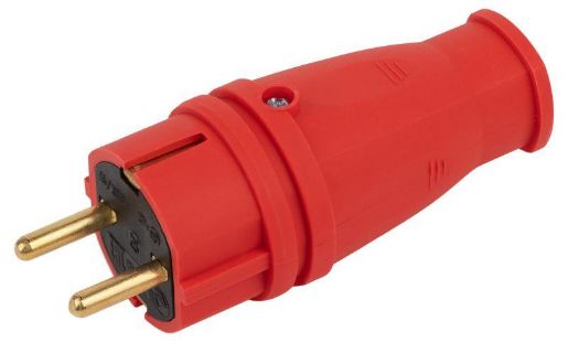 Изображение Вилка VX10-R-IP44 16А IP44 прямая с заземл. каучук красн. ЭРА Б0055415