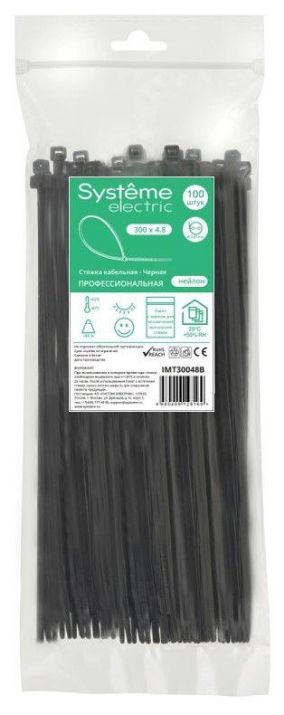 Изображение Стяжка кабельная 300х4.8 черн. (уп.100шт) SE IMT30048B