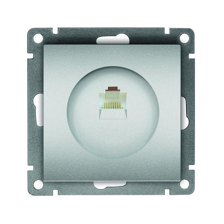 Изображение Розетка компьютерная 1-м СП Афина RJ45 кат.5E механизм серебр. Universal A0051-S
