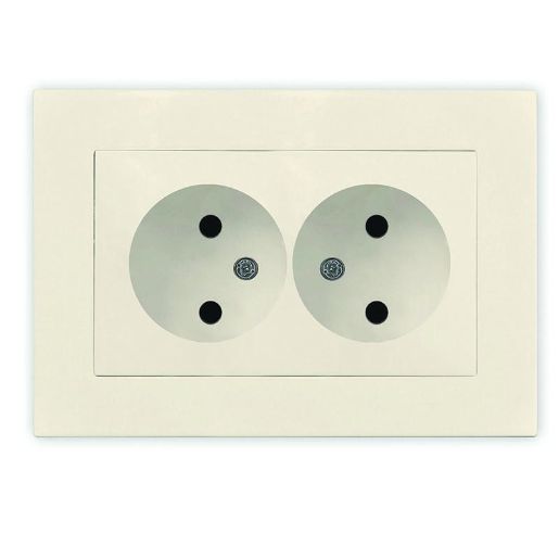 Изображение Розетка 2-м СП Афина 16А IP20 без заземл. в сборе сл. кость (ivory) Universal A0102-I