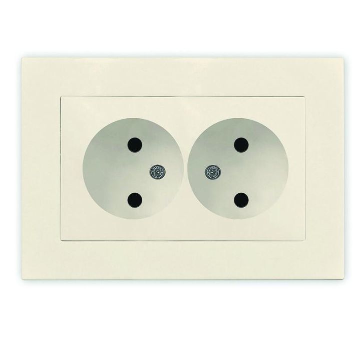 Изображение Розетка 2-м СП Афина 16А IP20 без заземл. в сборе сл. кость (ivory) Universal A0102-I