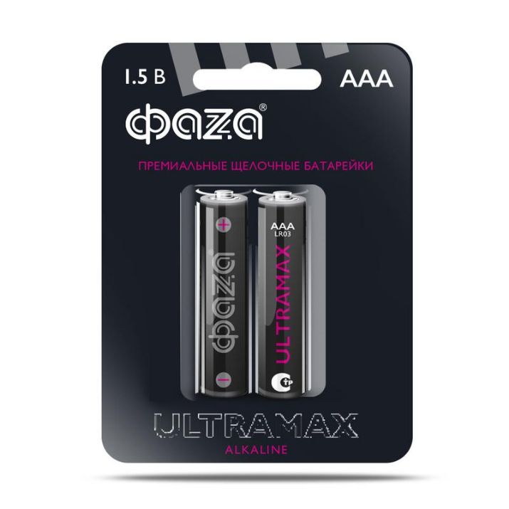 Изображение Элемент питания алкалиновый AAA/LR03 1.5В Ultra Max LR03UM-B2 BL-2 (уп.2шт) ФАZА 5043053