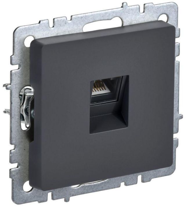Изображение Розетка компьютерная СП RJ45 кат.5E BRITE РК10-БрГ механизм графит IEK BR-K10-1-K53