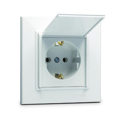 Изображение Розетка с/з и крышкой (Керамика) СП Karea 16А IP20 бел. Makel 56001009