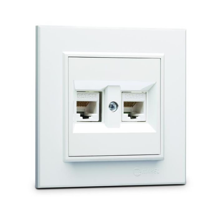 Изображение Розетка компьютерная двойн. СП Karea 16А IP20 CAT 5 бел. Makel 56001036