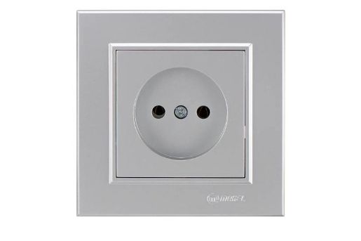 Изображение Розетка 1-м СП Karea 10А IP20 б/з сереб. Makel 56065022