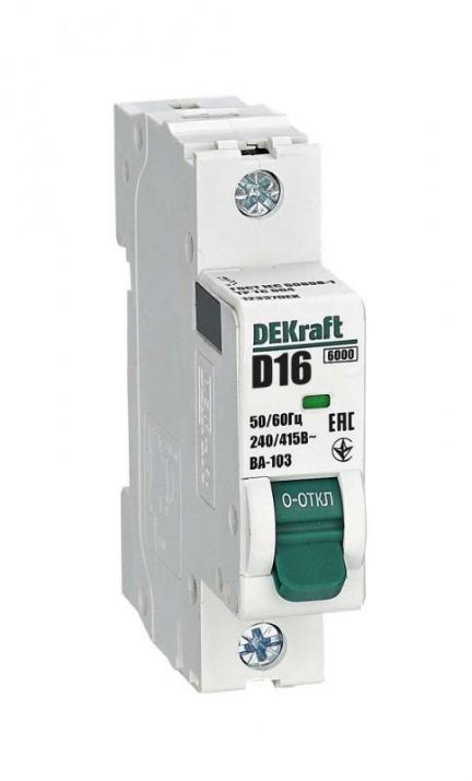 Изображение Выключатель автоматический модульный 1п D 16А 6кА ВА-103 DEKraft 12337DEK