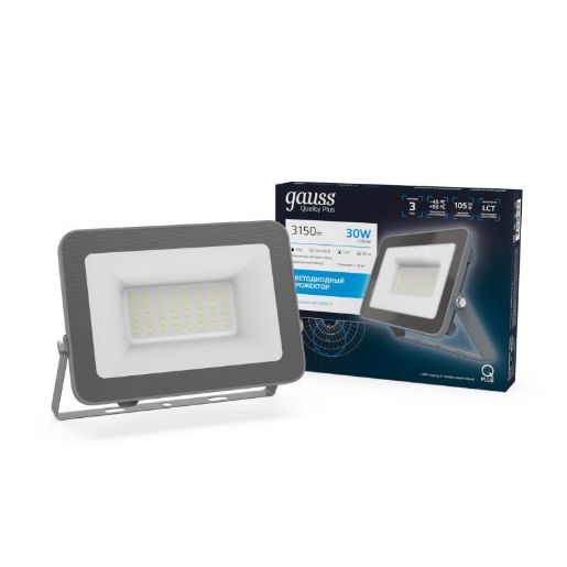 Изображение Прожектор светодиодный Qplus 30Вт 6500К IP65 3150лм 200-240В ДО графит. GAUSS 690511330