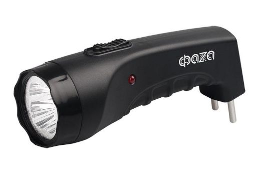 Изображение Фонарь аккумуляторный ручной AccuF2-L04-bk 4LED 2 режима: 100проц./25проц. аккум. 0.4А.ч выдвижная вилка индикатор зарядки черн. ФАZА 5000797