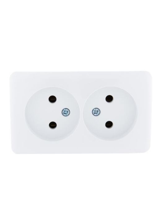 Изображение Розетка 2-м ОП Viola 16А IP20 без заземл. бел. LEZARD 751-0200-128