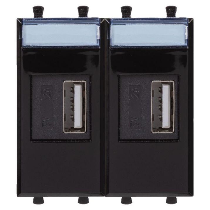 Изображение Устройство зарядное USB 2мод. 2.1А Avanti "Черный квадрат" DKC 4402542