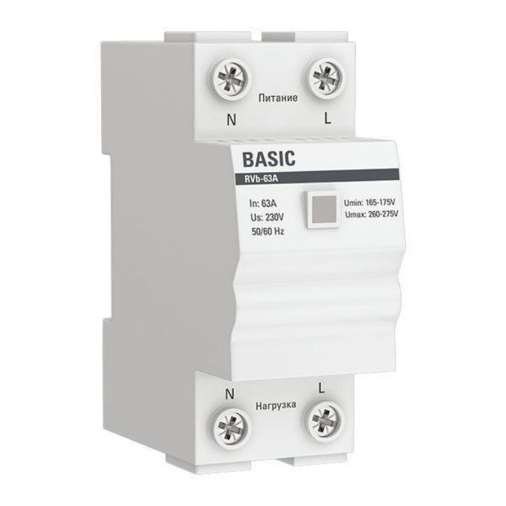 Изображение Реле напряжения RVb-63A (сквозное подкл.) Basic EKF rvb-63a