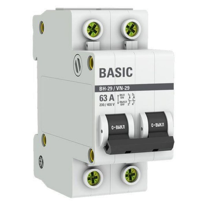 Изображение Выключатель нагрузки 2п 63А ВН-29 Basic EKF SL29-2-63-bas