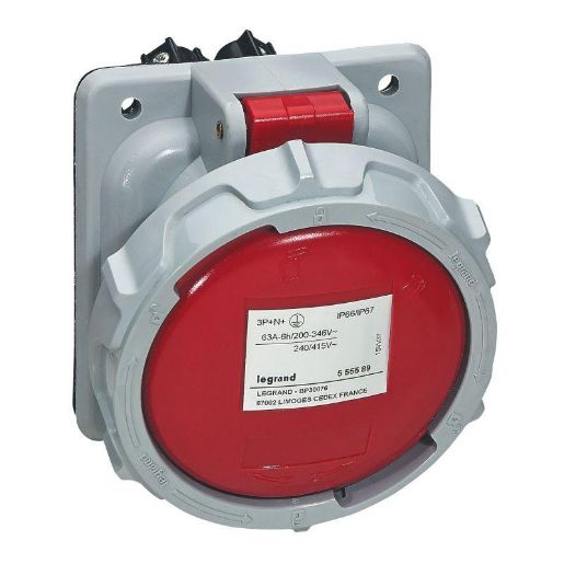 Изображение Розетка встроенная 63А 3К+Н+З 380В IP67 Leg 555589