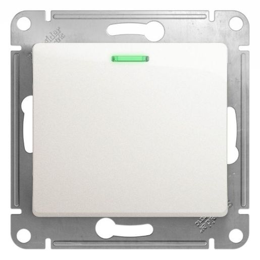 Изображение Переключатель проходной 1-кл. СП Glossa 10А IP20 (сх. 6а) 10AX с подсветкой механизм перламутр. SE GSL000663