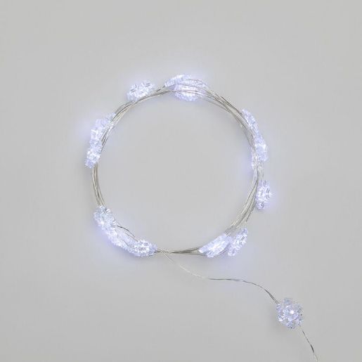 Изображение Гирлянда светодиодная "Снежинки" 2м 20LED бел. 2Вт 6В IP20 провод прозр. элементы питания 2хCR2032 (в компл.) Neon-Night 303-010
