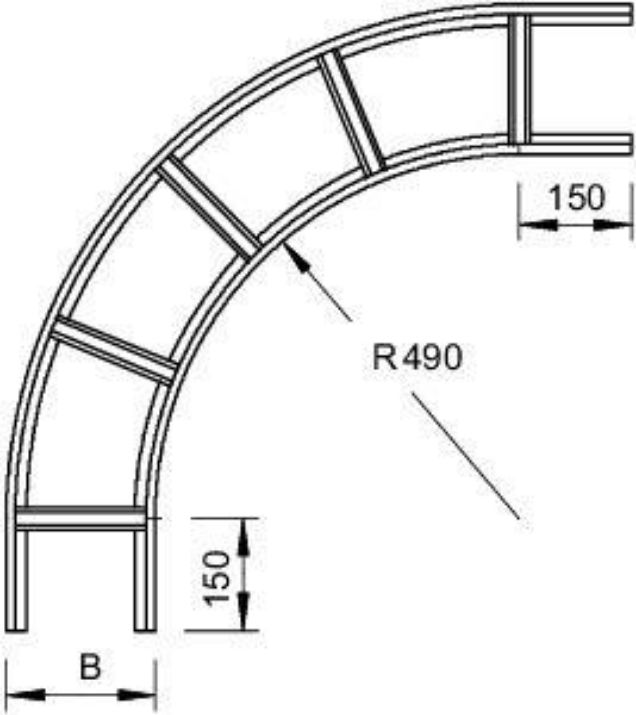 Изображение Угол для лотка горизонт. 90град. 300х110 конв. цинк. LBI 90 113 FS OBO 6217648
