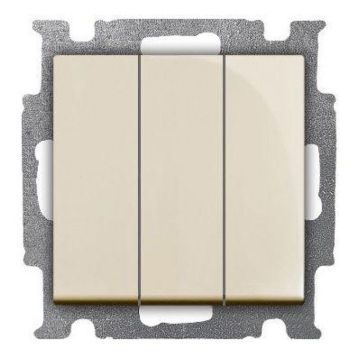 Изображение Выключатель 3-кл. 1п СП Basic 55 16А IP20 250В с клавишей механизм сл. кость ABB 2CKA001012A2158