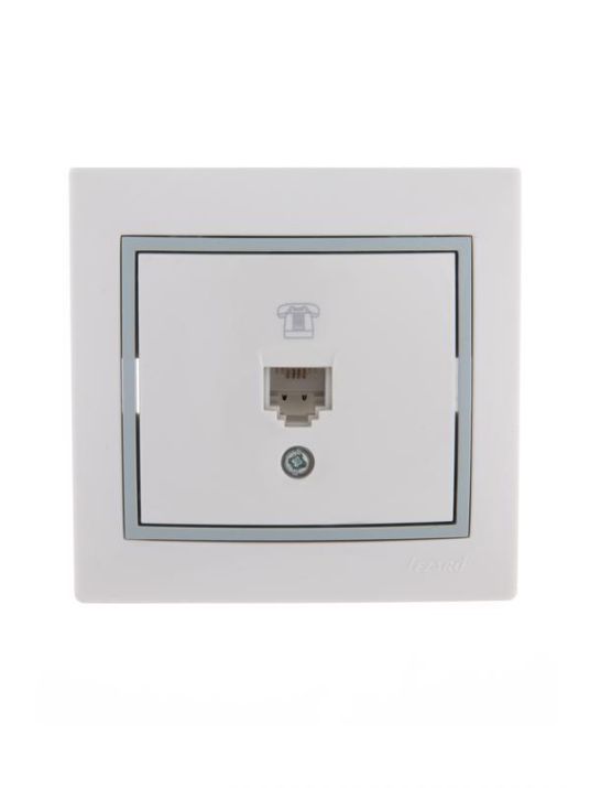 Изображение Розетка телефонная 1-м СП Mira RJ11 бел./сер. LEZARD 701-0215-137