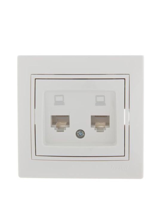Изображение Розетка компьютерная 2-м СП Mira RJ45 бел./бел. LEZARD 701-0202-141