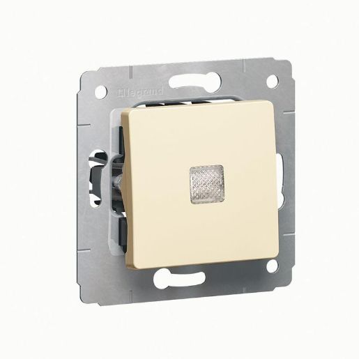 Изображение Выключатель 1-кл. СП Cariva 10А IP20 250В 10AX с подсветкой механизм сл. кость Leg 773710