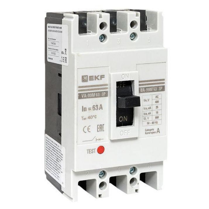 Изображение Выключатель автоматический 3п 63/63А 25кА ВА-99М PROxima EKF mccb99-63-63m