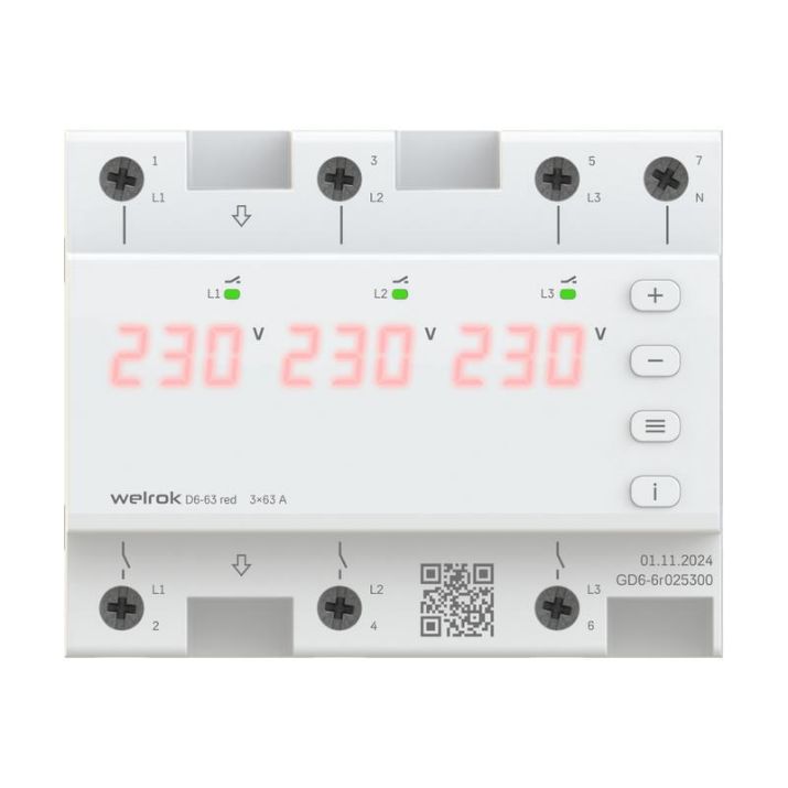 Изображение Реле напряжения D6-63 red Welrok 4660251140410