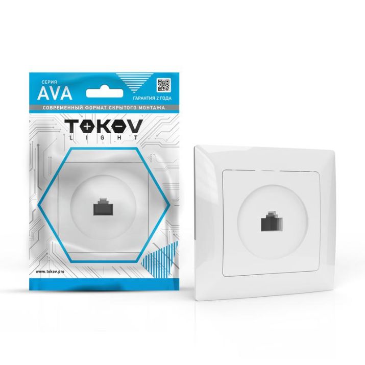 Изображение Розетка компьютерная 1-м СП AVA в сборе бел. TOKOV LIGHT TKL-AV-RC1-C01
