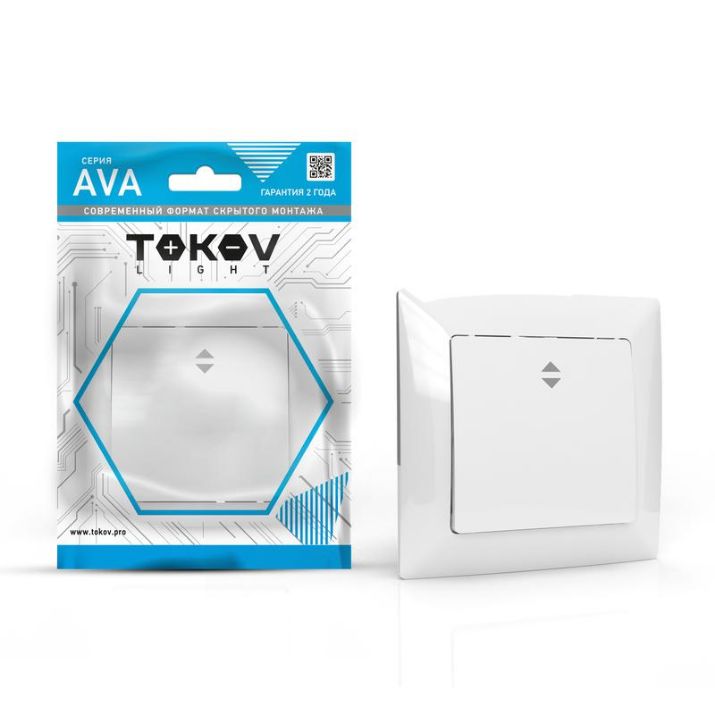 Изображение Переключатель проходной 1-кл. СП AVA 10А IP20 в сборе бел. TOKOV LIGHTTKL-AV-P1F-C01