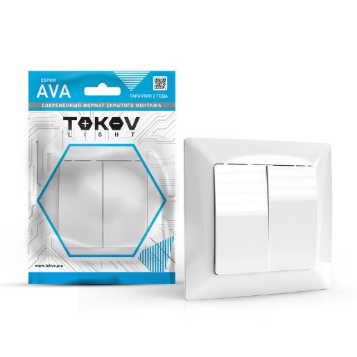 Изображение Выключатель 2-кл. СП AVA 10А IP20 в сборе бел. TOKOV LIGHT TKL-AV-V2F-C01