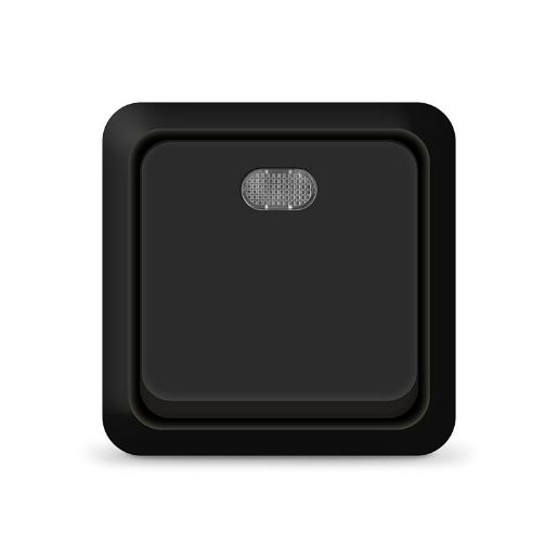 Изображение Выключатель 1-кл. ОП Олимп 10А IP20 с подсветкой черн. Universal 2212