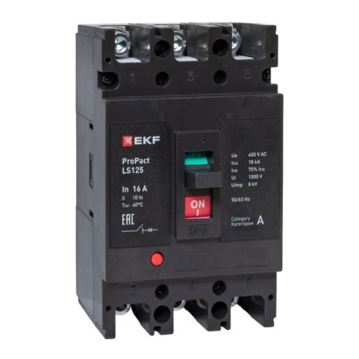 Изображение Выключатель автоматический 3п 16А 18кА LS125 ProPact EKF mccb-125-18-3-16-ls