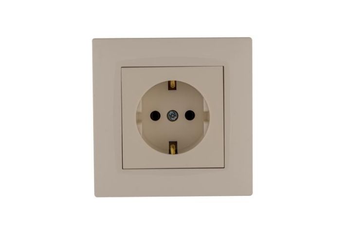 Изображение Розетка 1-м Karea RIZZ с заземл. керамика крем Makel 88010008