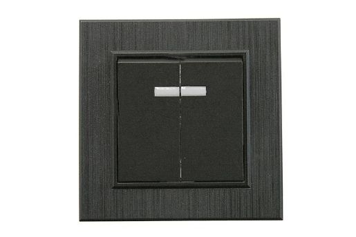 Изображение Выключатель 2-клав. с подсветкой Karea LINE STAR чер.Makel 86054023