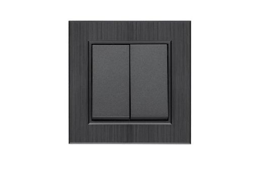 Изображение Выключатель 2-клав. Karea LINE STAR дым. металлик Makel 86050003