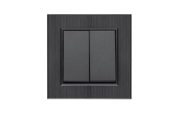 Изображение Выключатель 2-клав. Karea LINE STAR дым. металлик Makel 86050003
