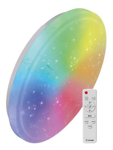 Изображение Светильник светодиодный PREMIUM FROST-RGB 75Вт 230В 3000-6500К 4400лм IP40 495х85мм настенно-потолочный управляемый с пультом ДУ с RGB подсветкой КОСМОС KSFrosRGB75W