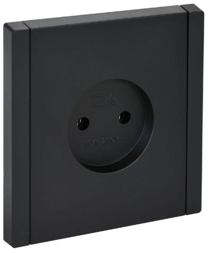 Изображение Розетка 1-м СП FORTE&PIANO FP118 10А без заземл. без защ. шторок винт. крепл. черн. IEK FP-R10-10-K02